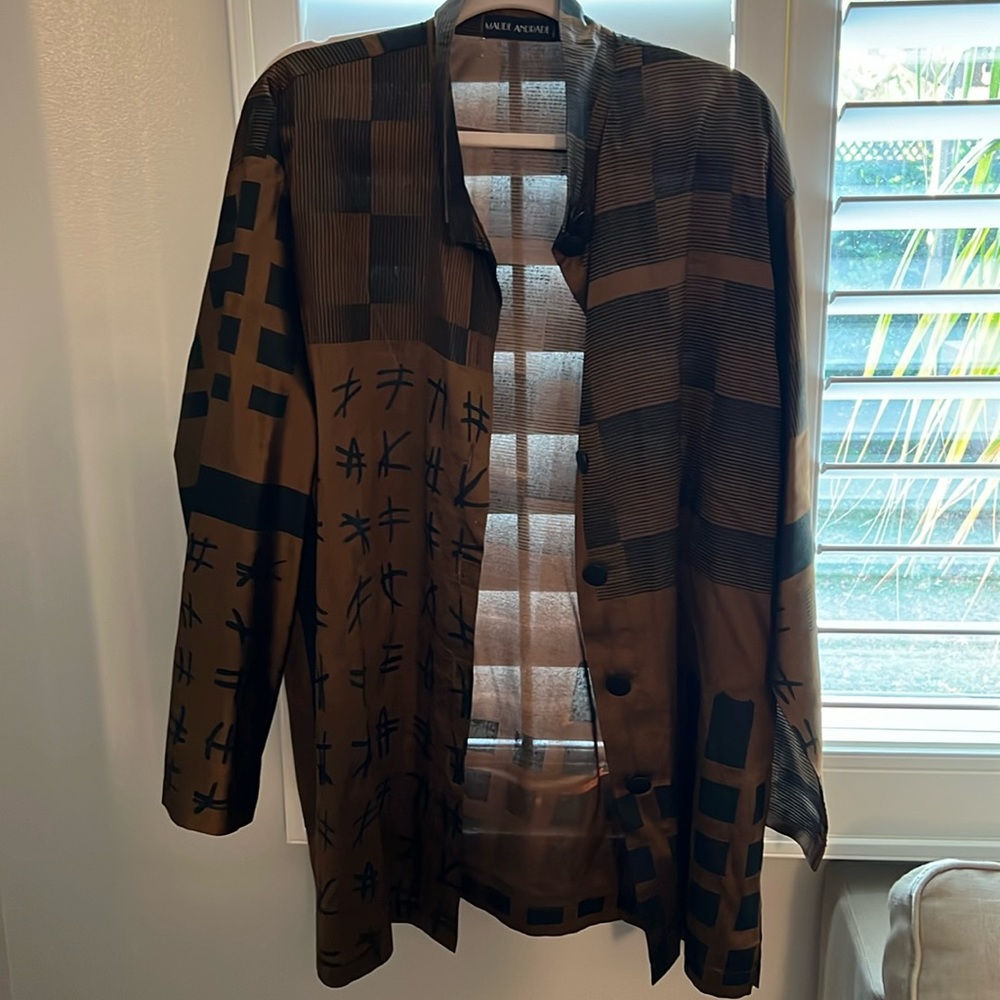 MAUDE ANDRADE Printed Cowl Neck Tunic. Size unknown